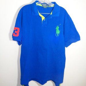 Ralph Lauren Blue Polo Shirt Green Pony See Pics